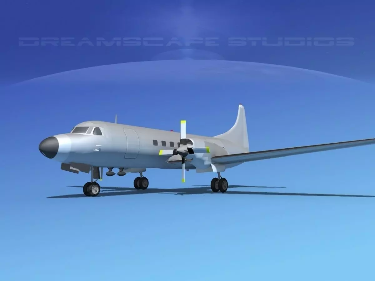 Convair CV-580 Bare Metal Cargo 3D model