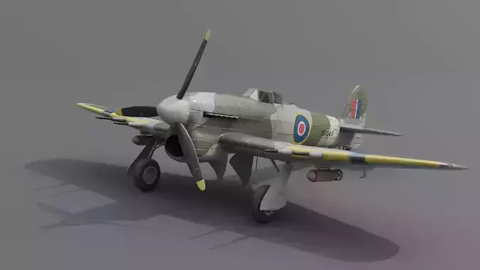 Hawker Typhoon Mk Ib  Fighter Aircraft Low-poly 3D model