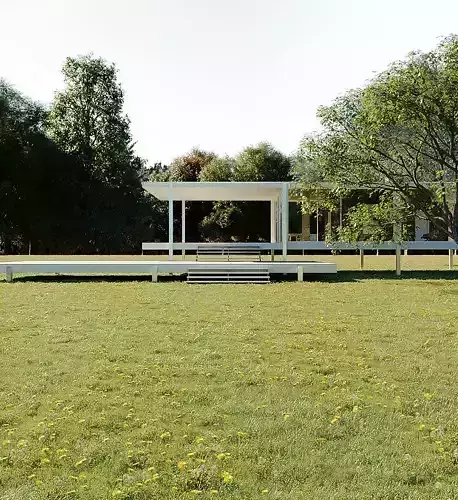 Farnsworth House by Mies van der Rohe Free 3D model