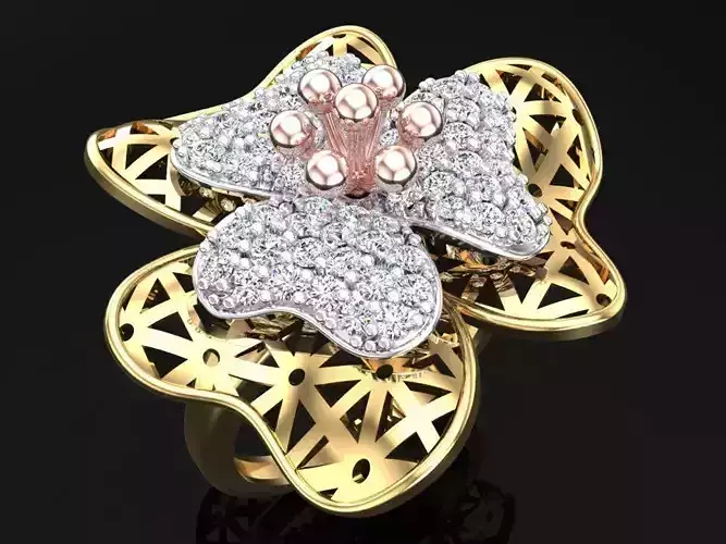  Mesh flower ring - Italian rings - Womens Rings - N6601