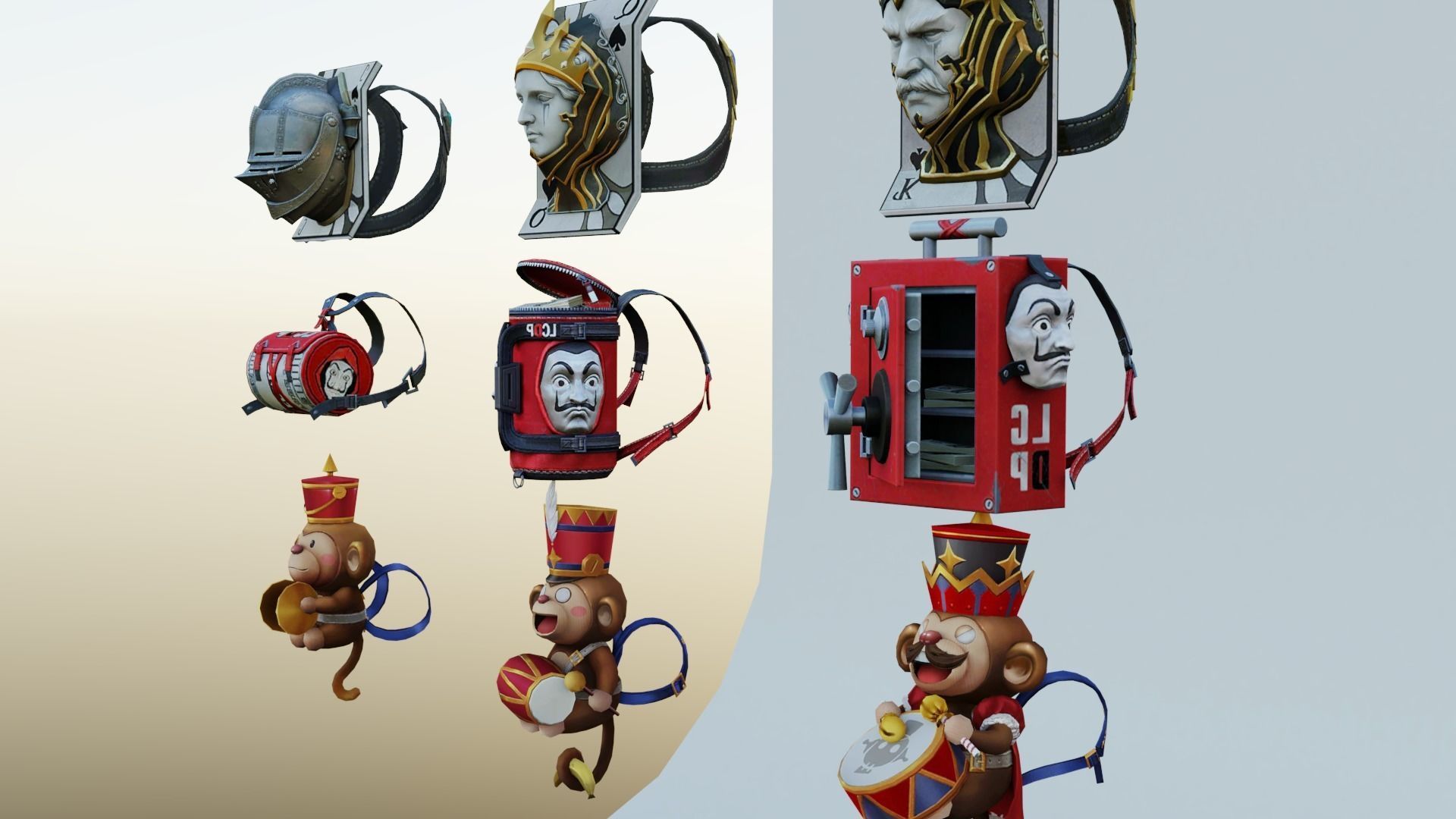 bag 9x Musical Monkey Plan Bremuda Vault Royal Flush Backpack 3D model_2