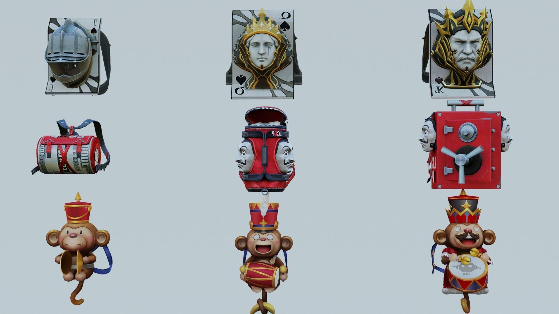 bag 9x Musical Monkey Plan Bremuda Vault Royal Flush Backpack 3D model_1