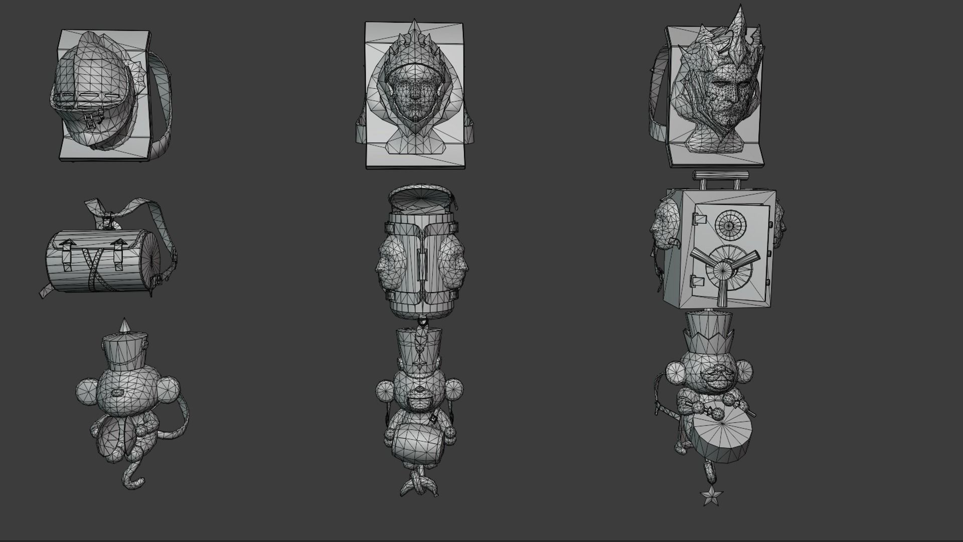 bag 9x Musical Monkey Plan Bremuda Vault Royal Flush Backpack 3D model_6