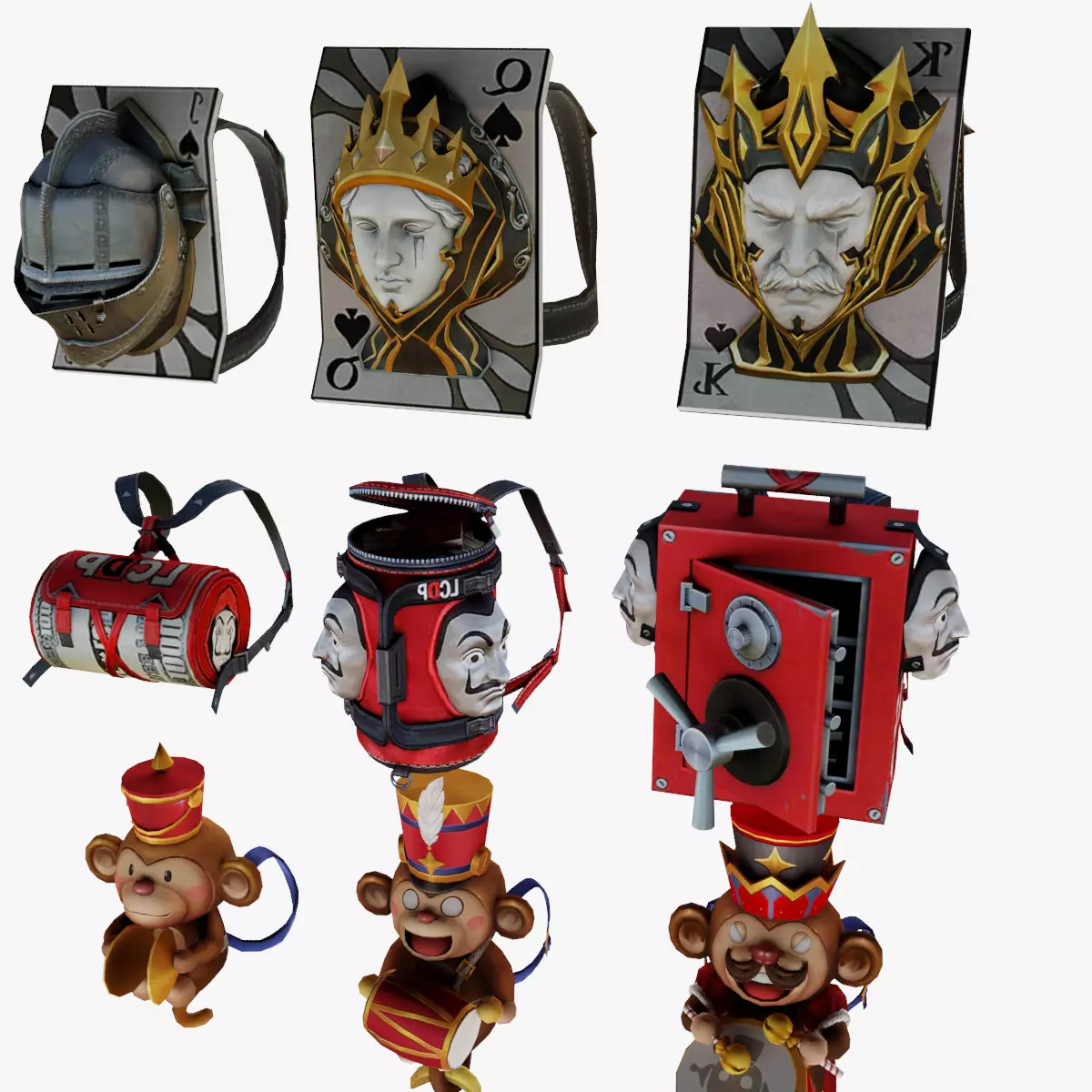 bag 9x Musical Monkey Plan Bremuda Vault Royal Flush Backpack 3D model_0