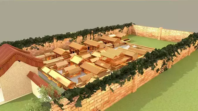 Chinese ancient courtyard  house 3D model