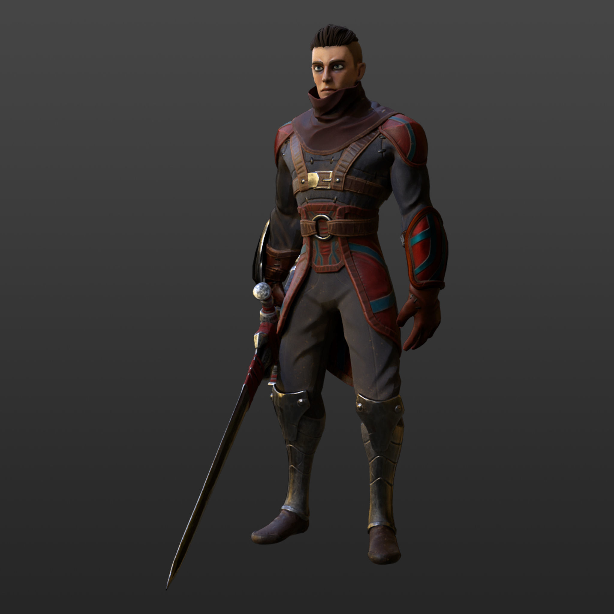 Red Rogue rigged character for Unreal engine 4 and Unity Low-poly 3D model_11