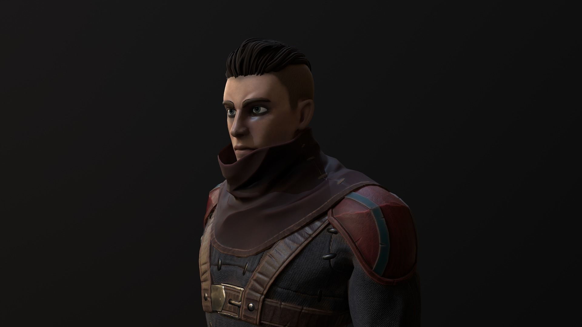 Red Rogue rigged character for Unreal engine 4 and Unity Low-poly 3D model_16