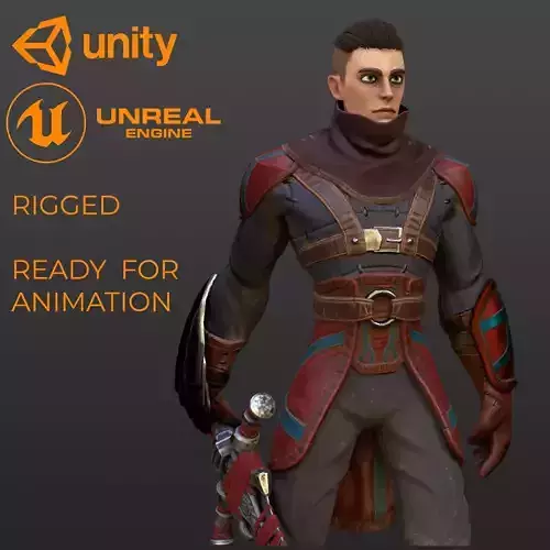 Red Rogue  rigged character for Unreal engine 4 and Unity Low-poly 3D model
