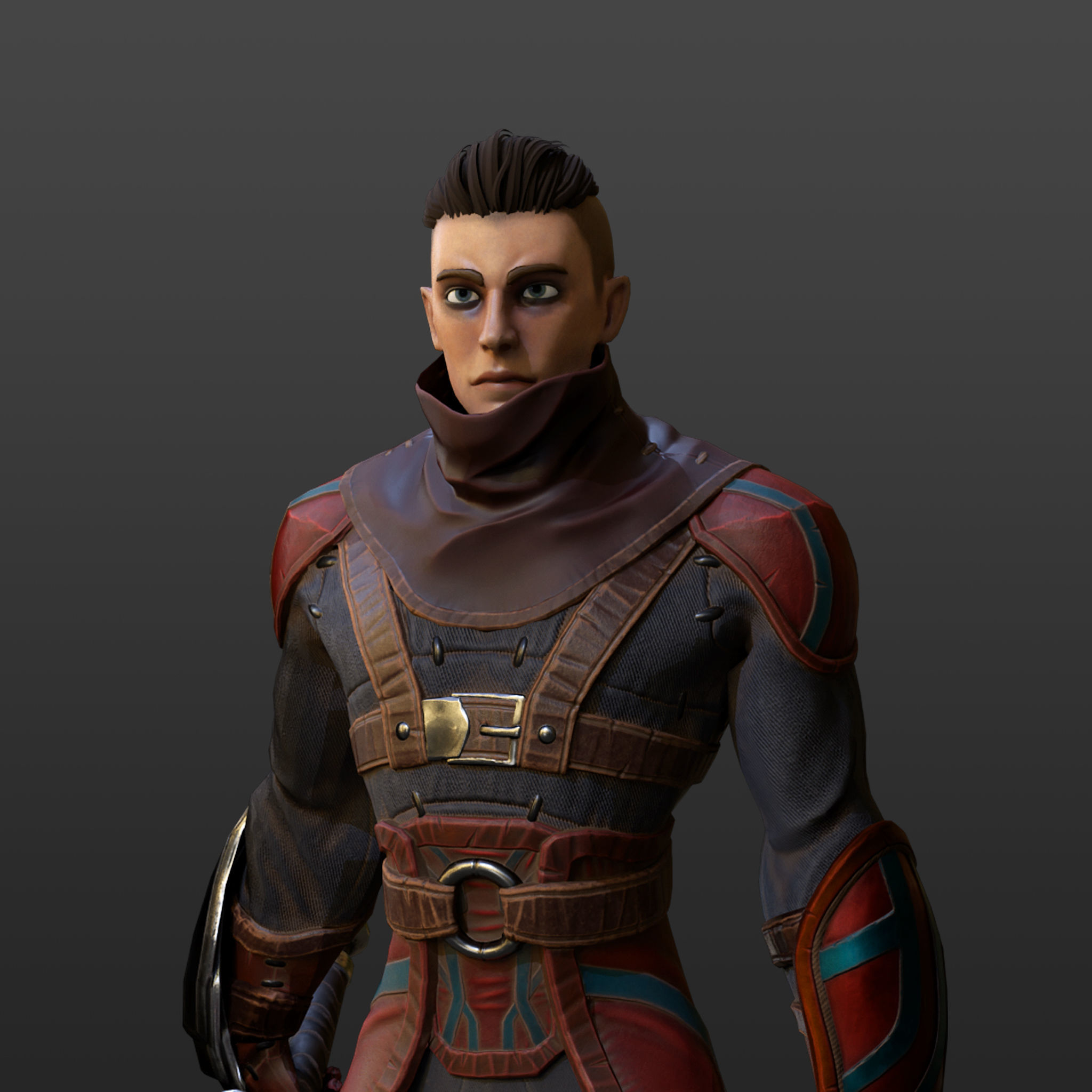 Red Rogue rigged character for Unreal engine 4 and Unity Low-poly 3D model_7