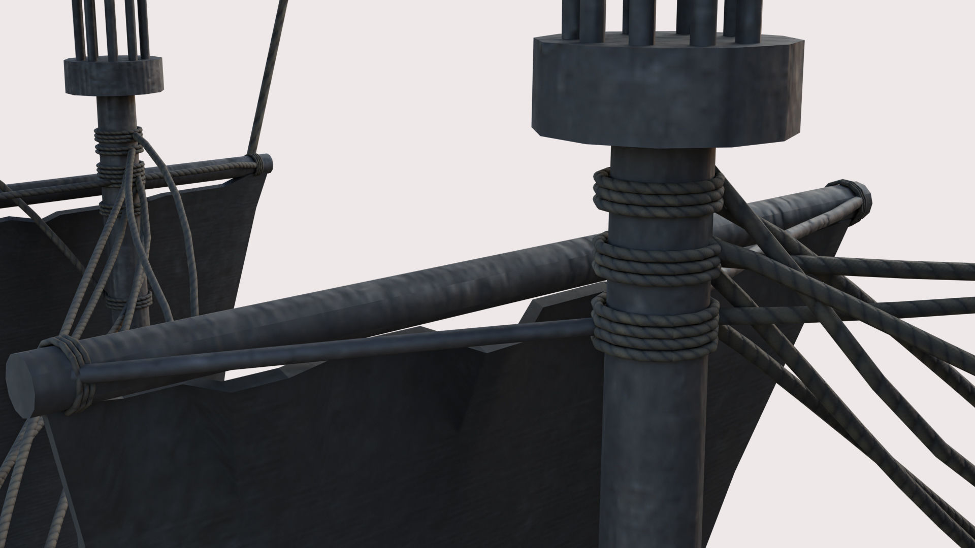 Pirate Ship with canon Low-poly 3D model_6