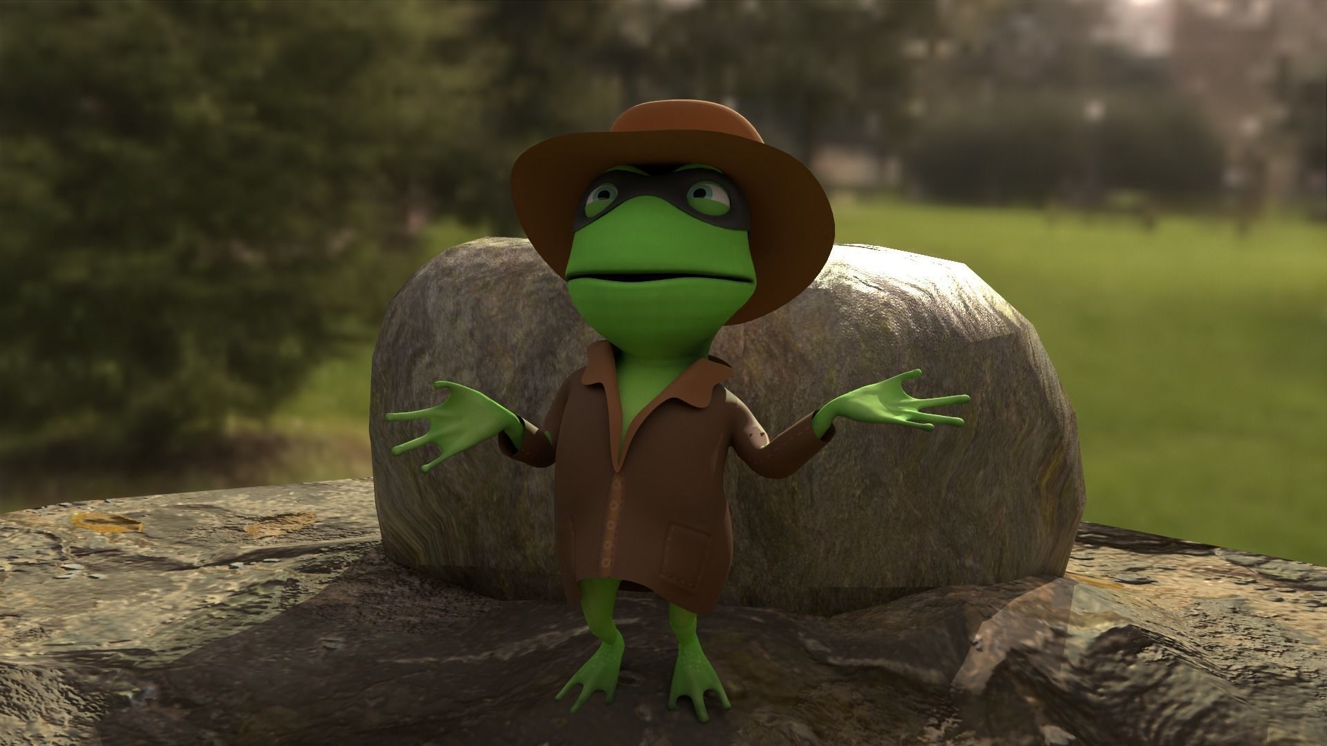 TOAD DETECTIVE Character Animated Low-poly 3D model_6