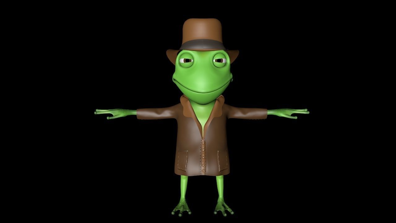 TOAD DETECTIVE Character Animated Low-poly 3D model_11