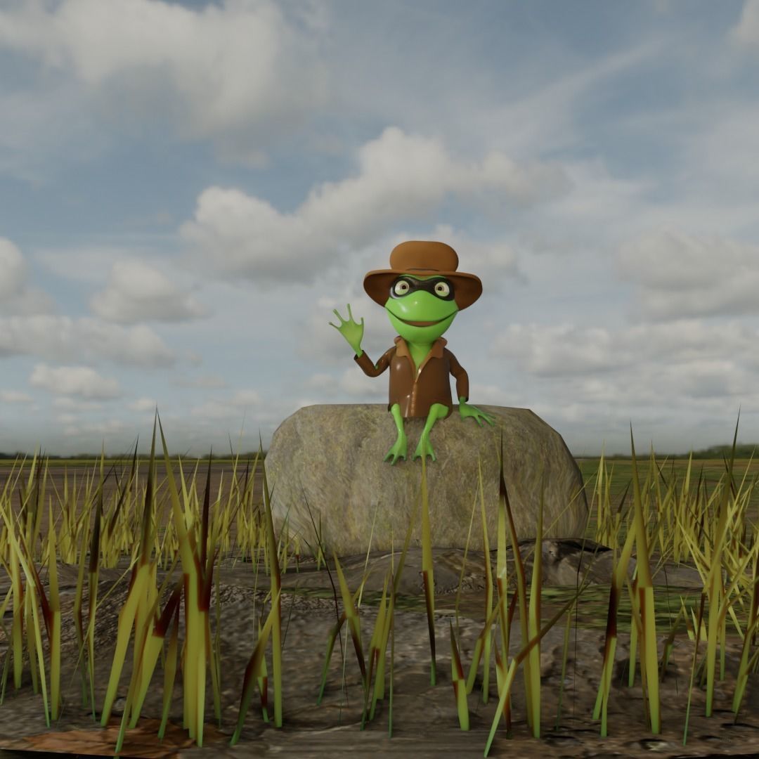 TOAD DETECTIVE Character Animated Low-poly 3D model_13