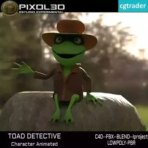 TOAD DETECTIVE Character Animated Low-poly 3D model