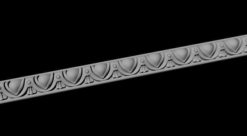 baguette gold beveled edge trim - in x ft 3D model_2