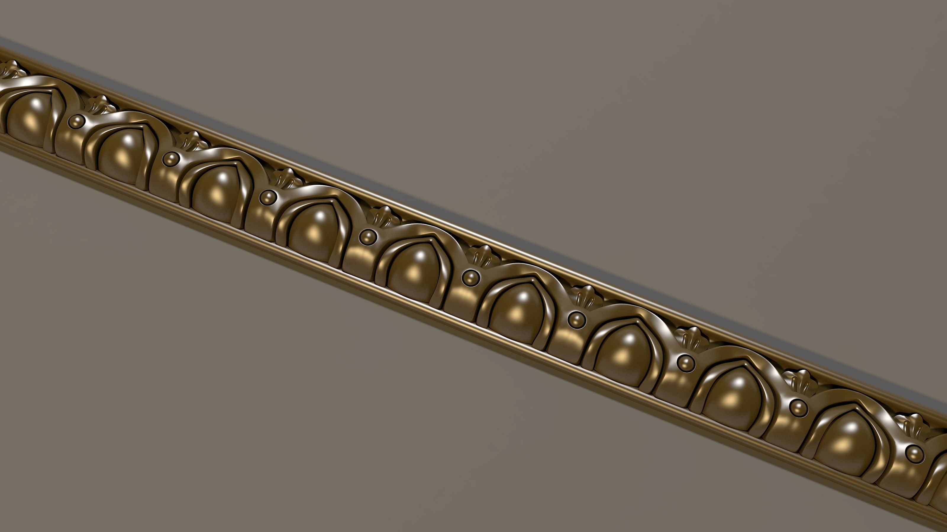 baguette gold beveled edge trim - in x ft 3D model_1