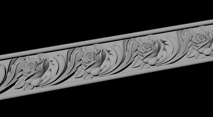 baguette shabby chic gold beaded border 3D model_1