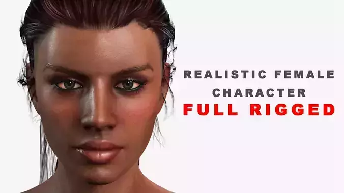Realistic Female Character Low-poly 3D model Naked