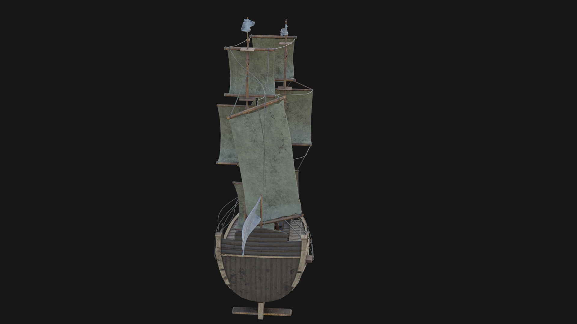 Old Sailing Ship Low-poly 3D model_5