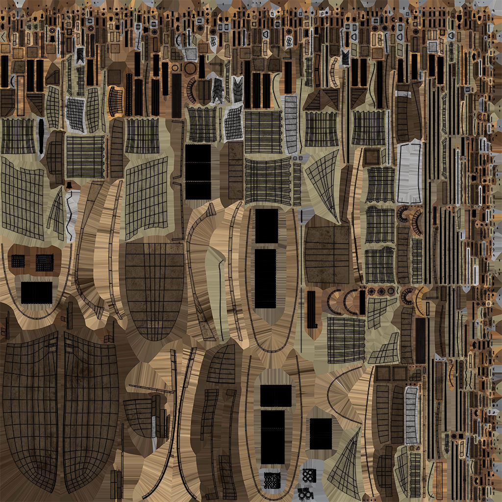 Old Sailing Ship Low-poly 3D model_7