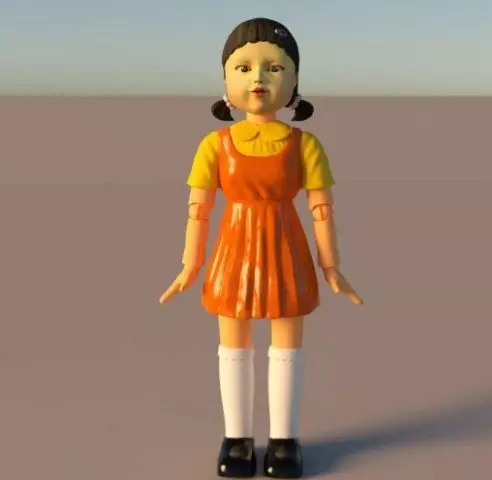 textured squid game doll 3D model_0