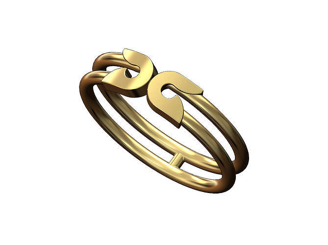 Safety pin shaped wire ring US sizes 5to10 3D print model