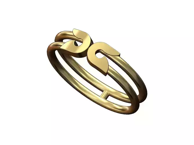 Safety pin shaped wire ring US sizes 5to10