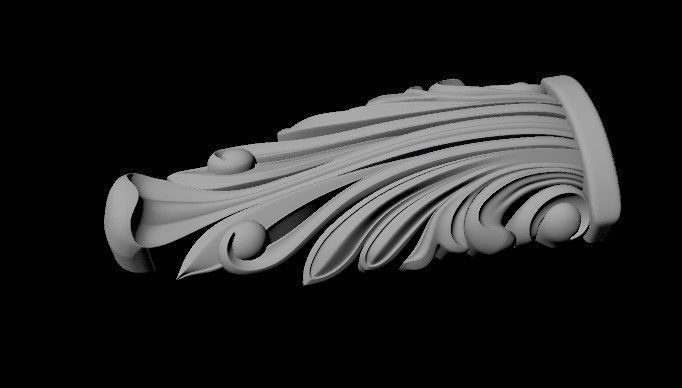 pilaster ornately carved door handle 3D model_1