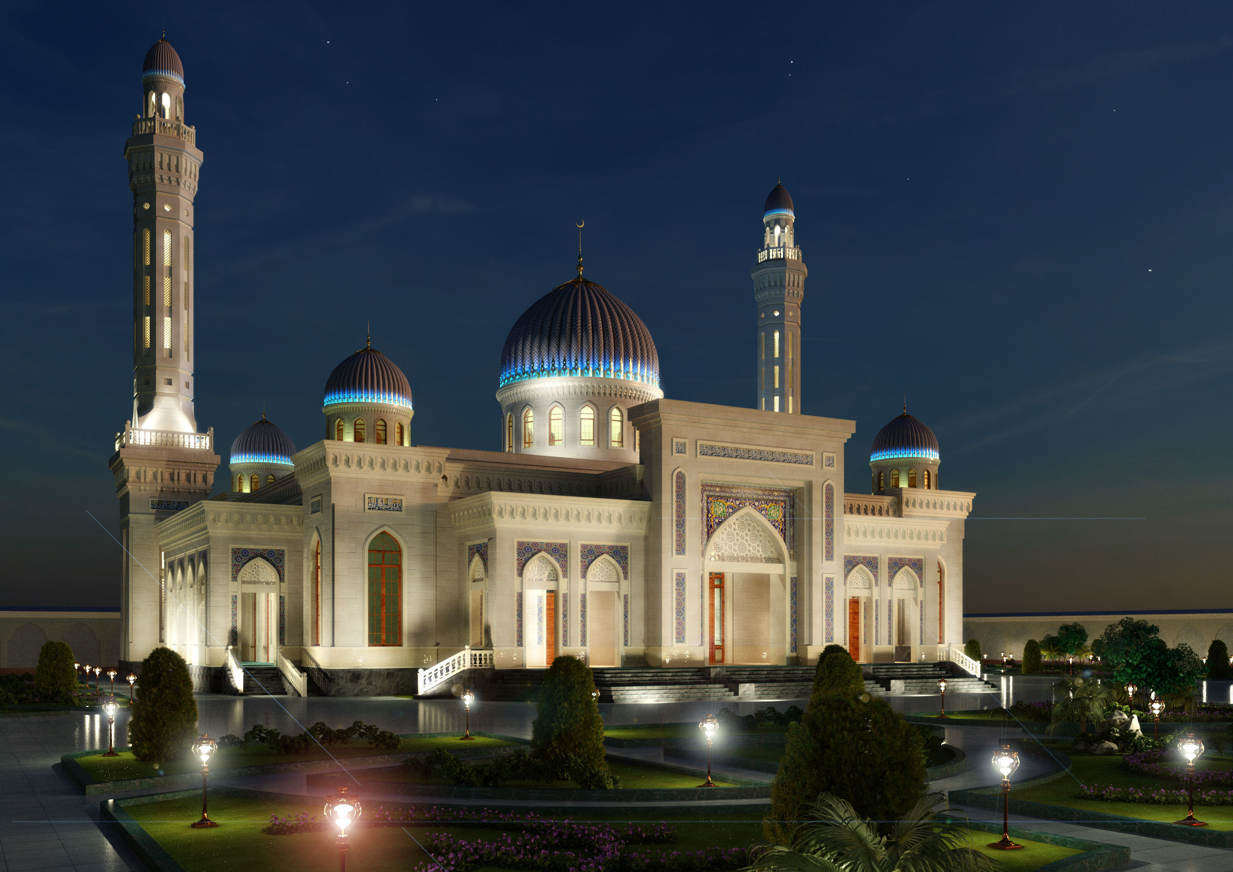 Mosque with architectural design 3D model_15