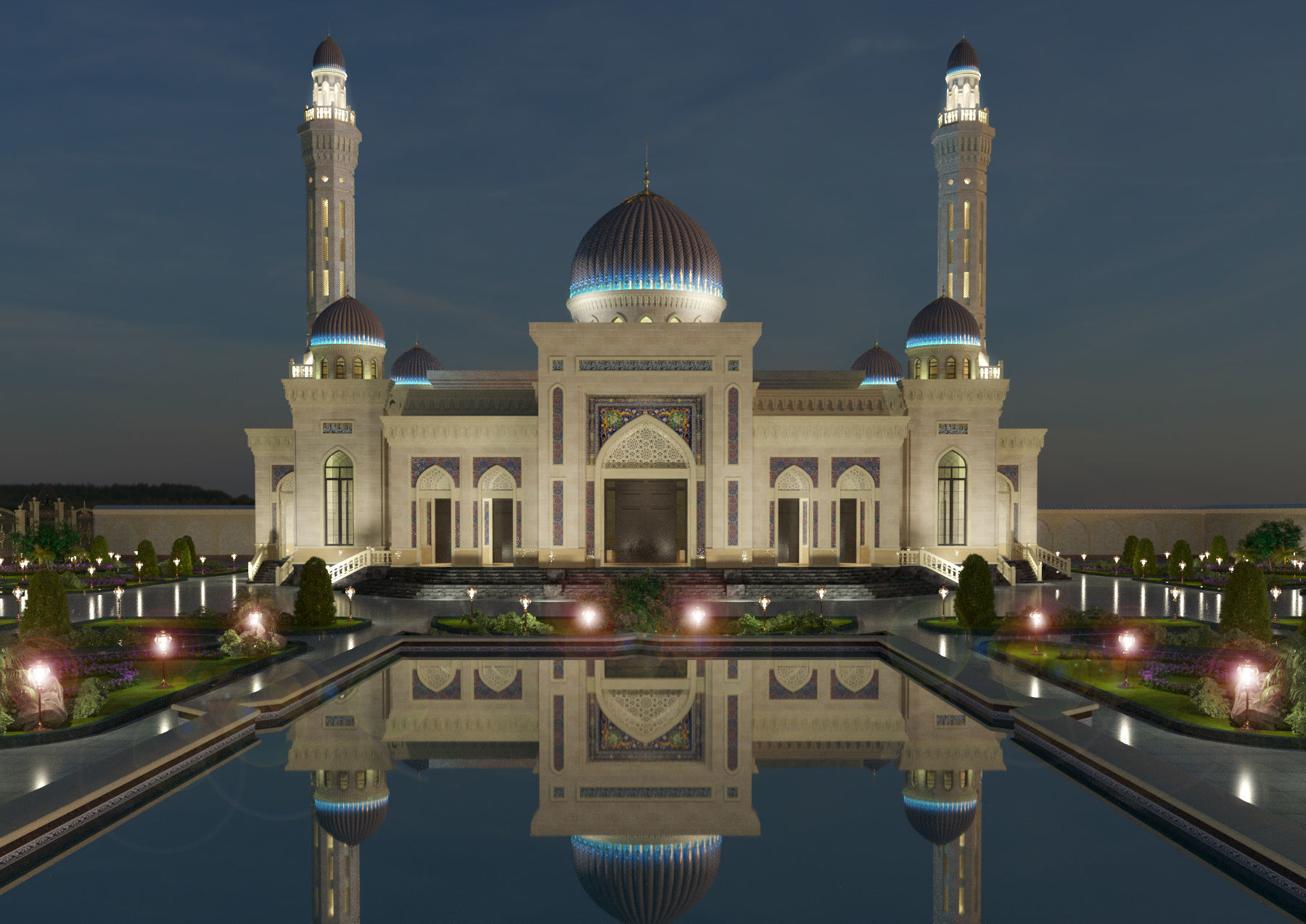 Mosque with architectural design 3D model_13