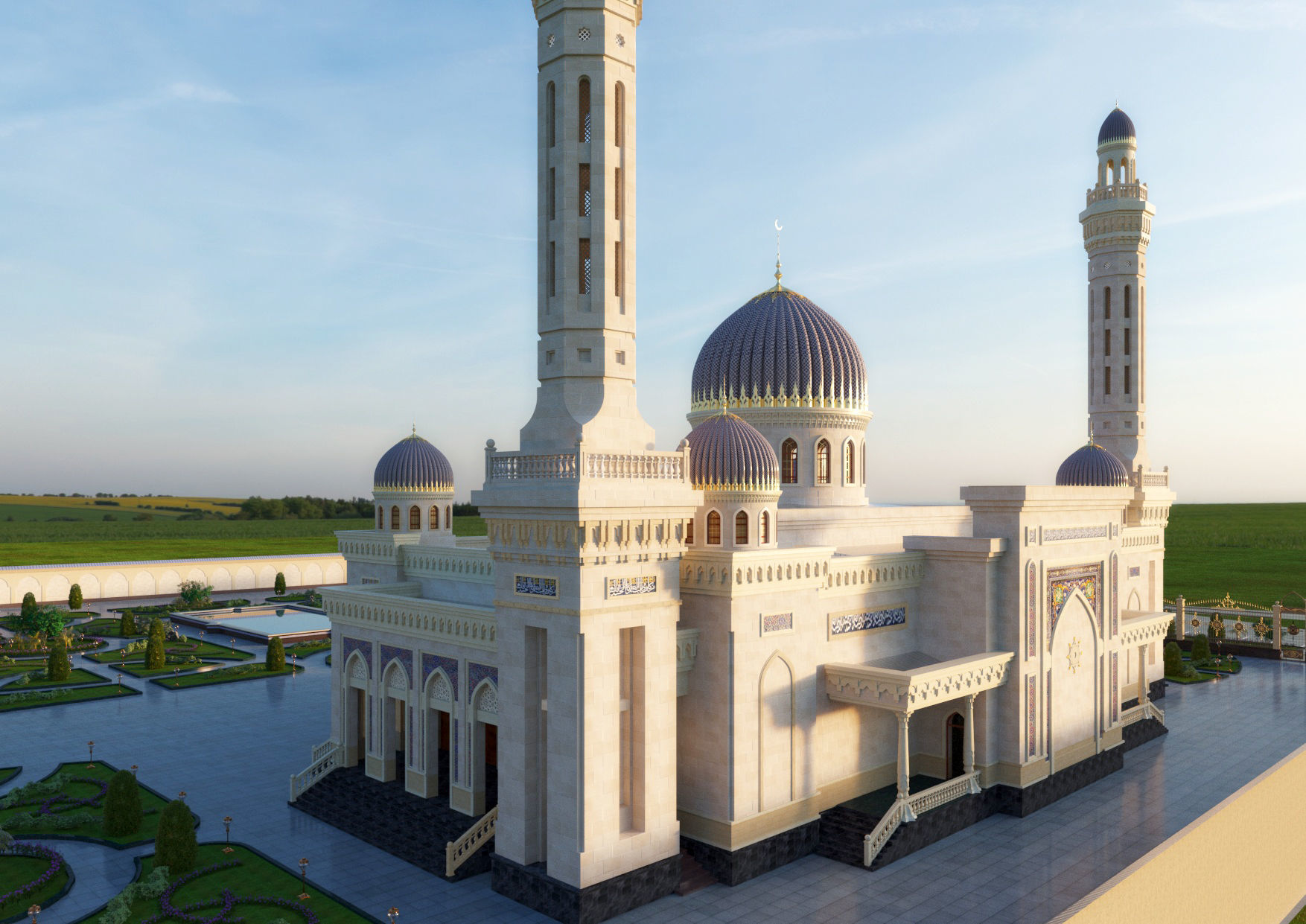 Mosque with architectural design 3D model_8
