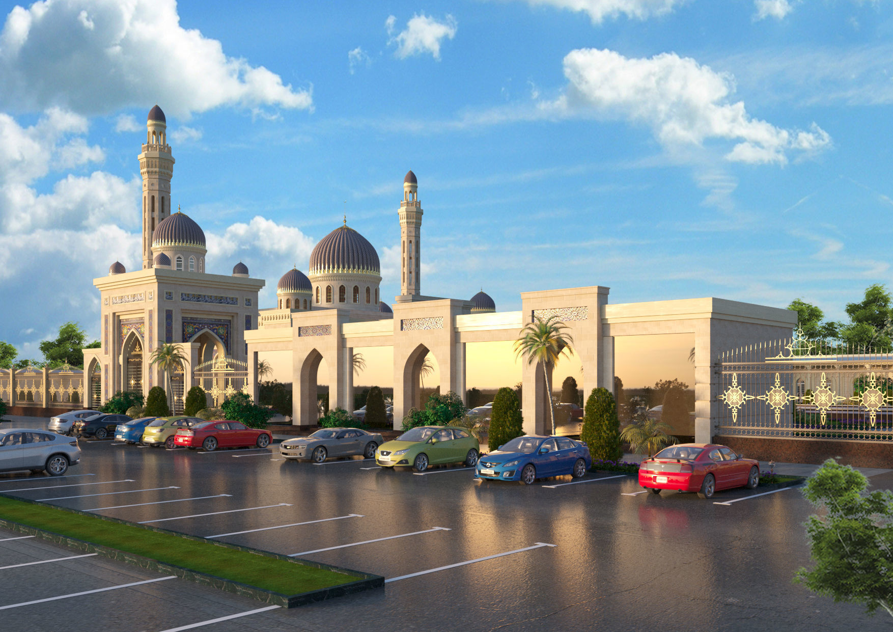 Mosque with architectural design 3D model_10