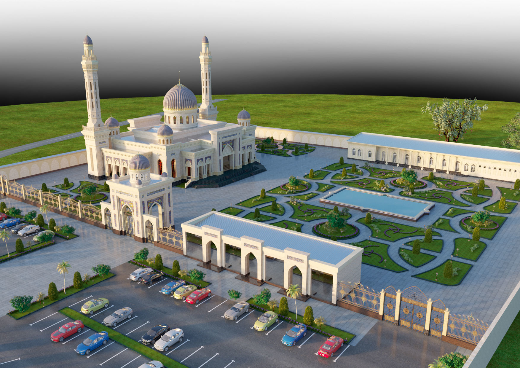 Mosque with architectural design 3D model_9