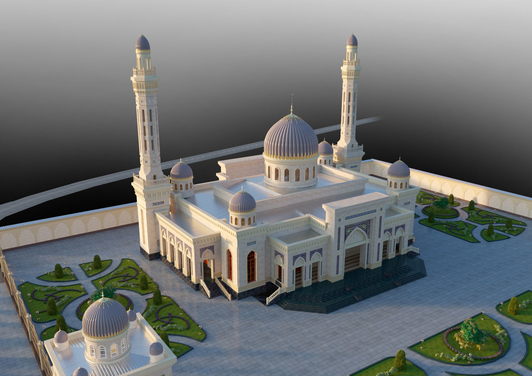 Mosque with architectural design 3D model_12