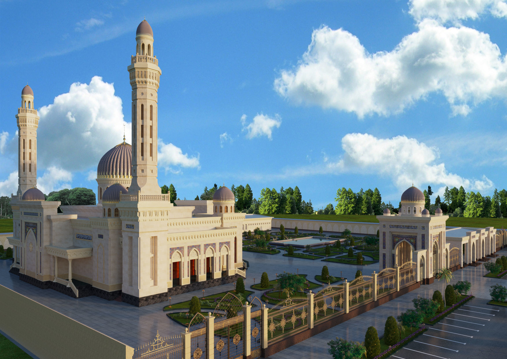 Mosque with architectural design 3D model_7