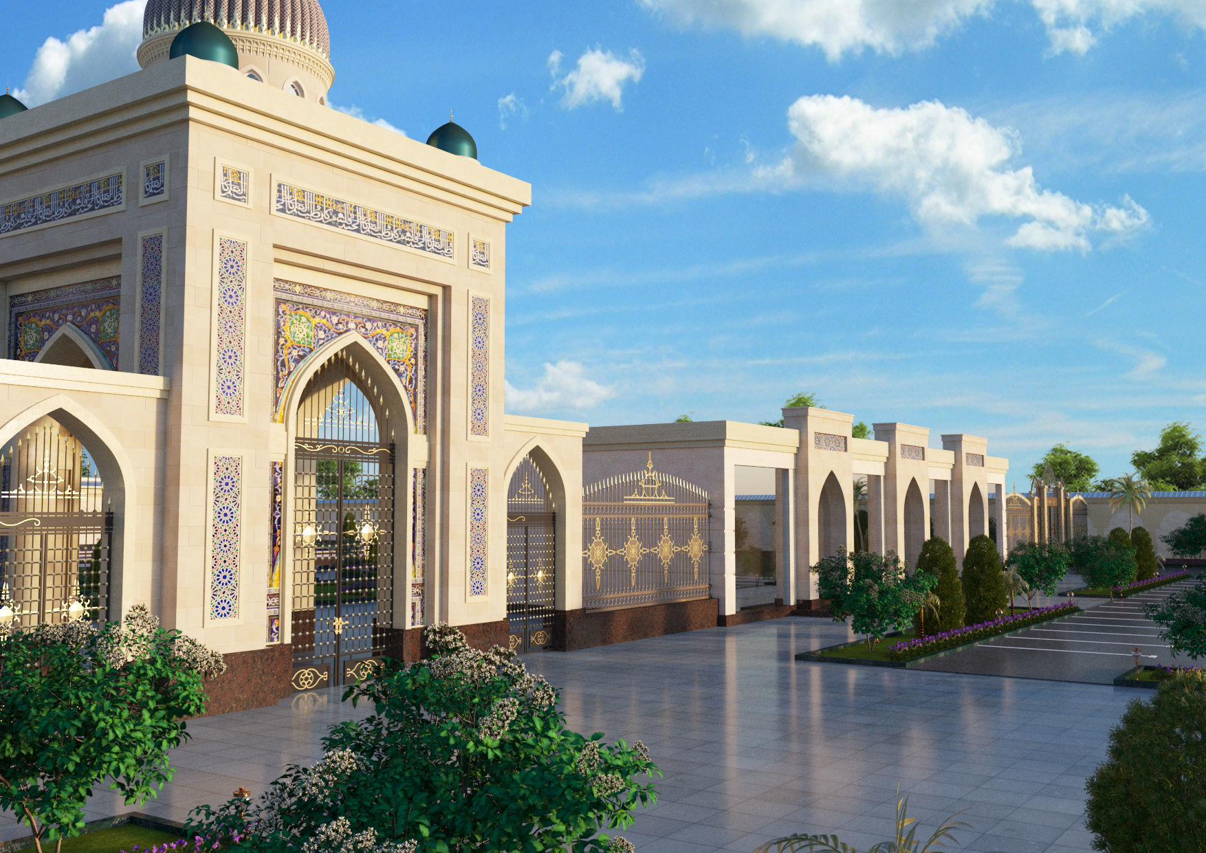 Mosque with architectural design 3D model_6