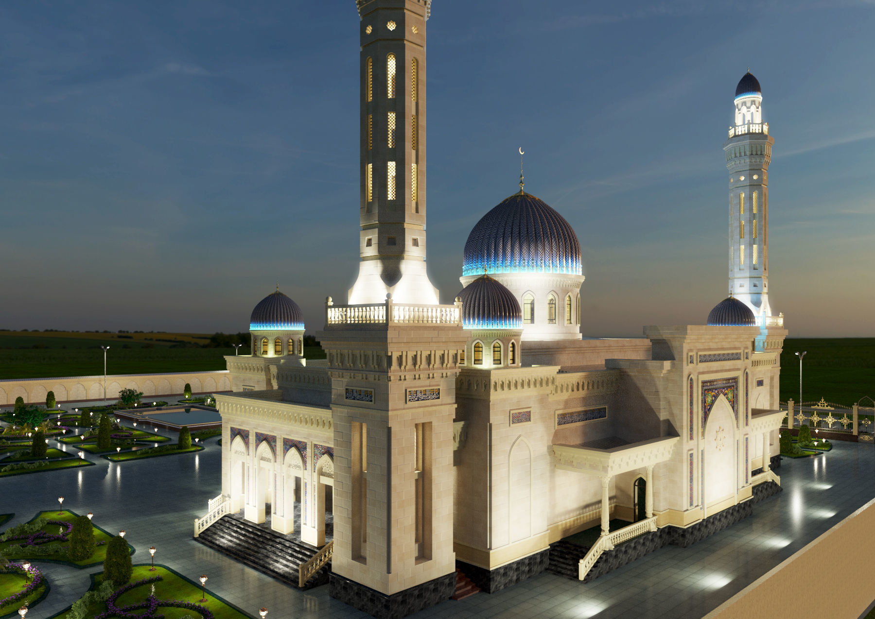Mosque with architectural design 3D model_14