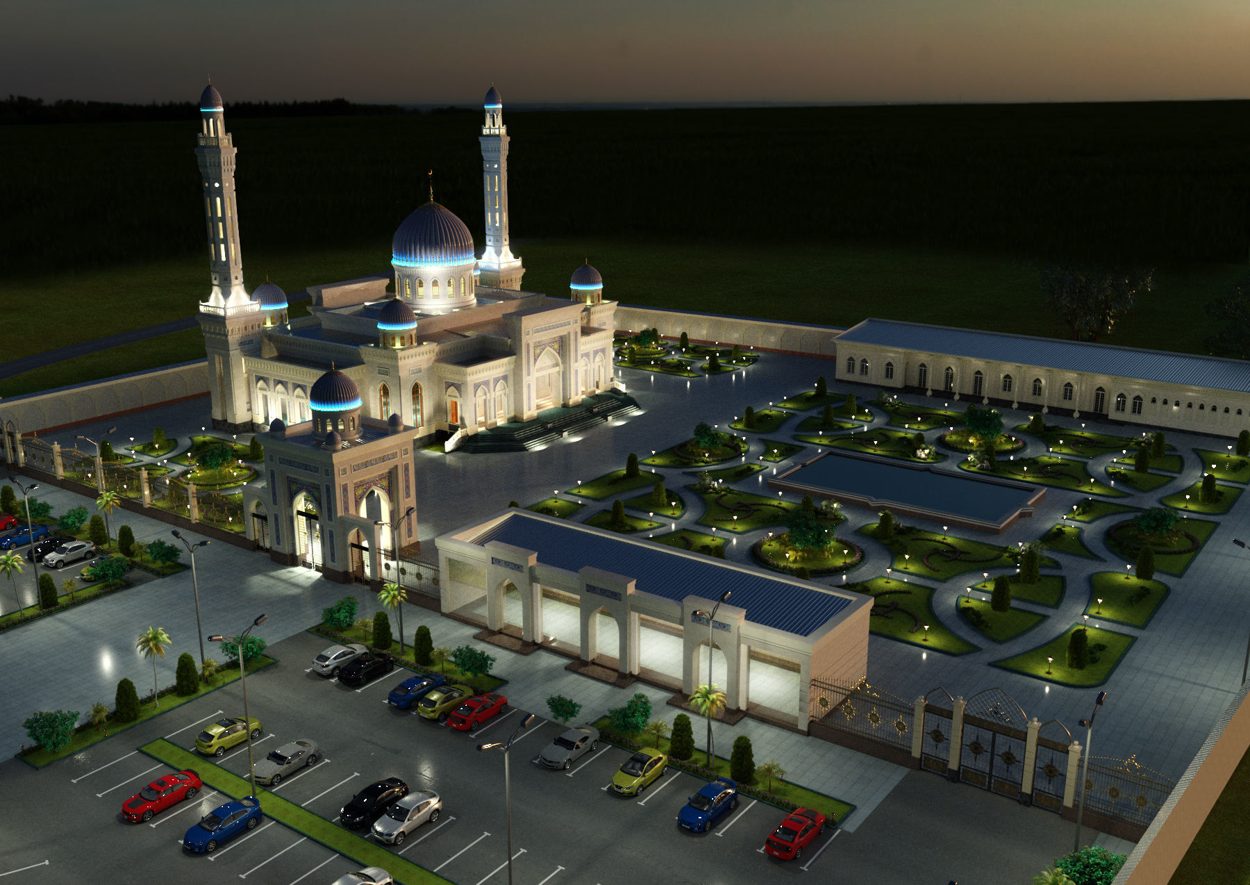 Mosque with architectural design 3D model_2