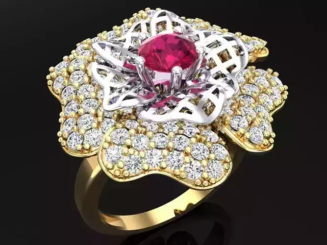  Mesh flower ring - Italian rings - Womens Rings - N6608