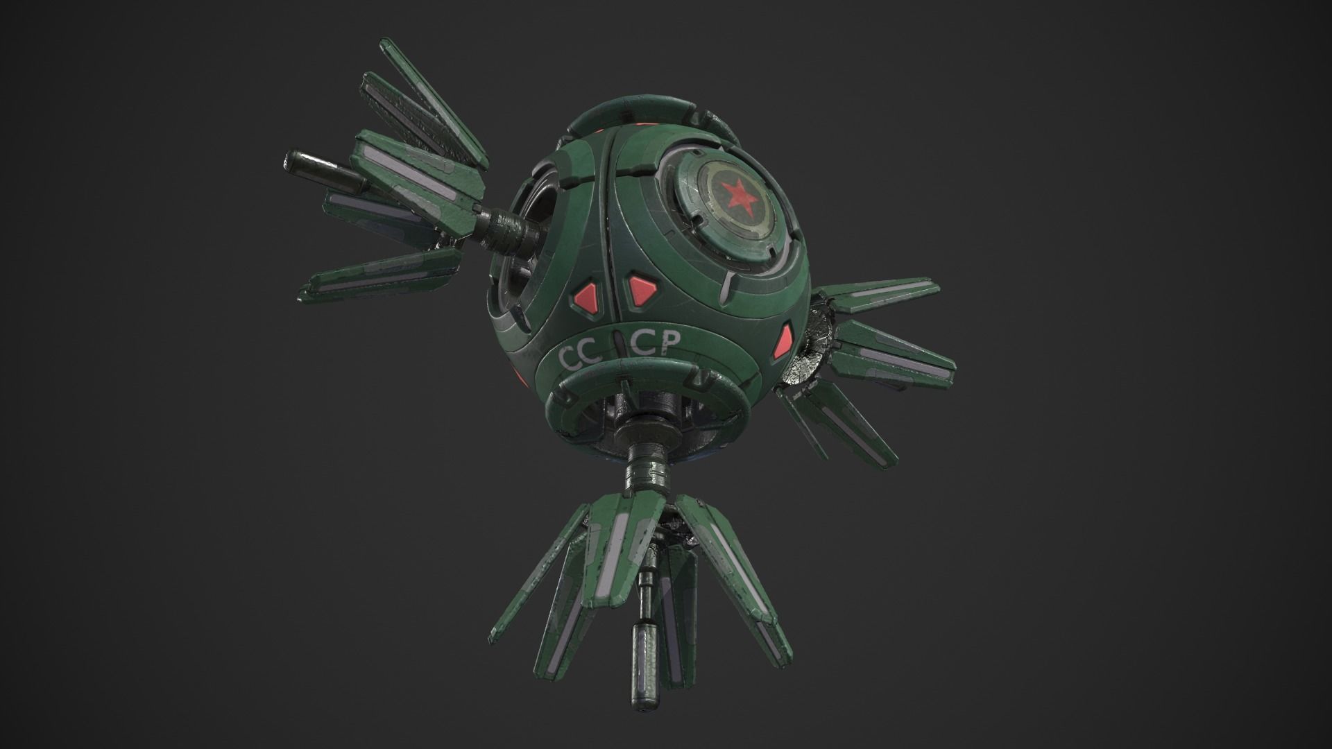 Soviet Space Drone Low-poly 3D model_7