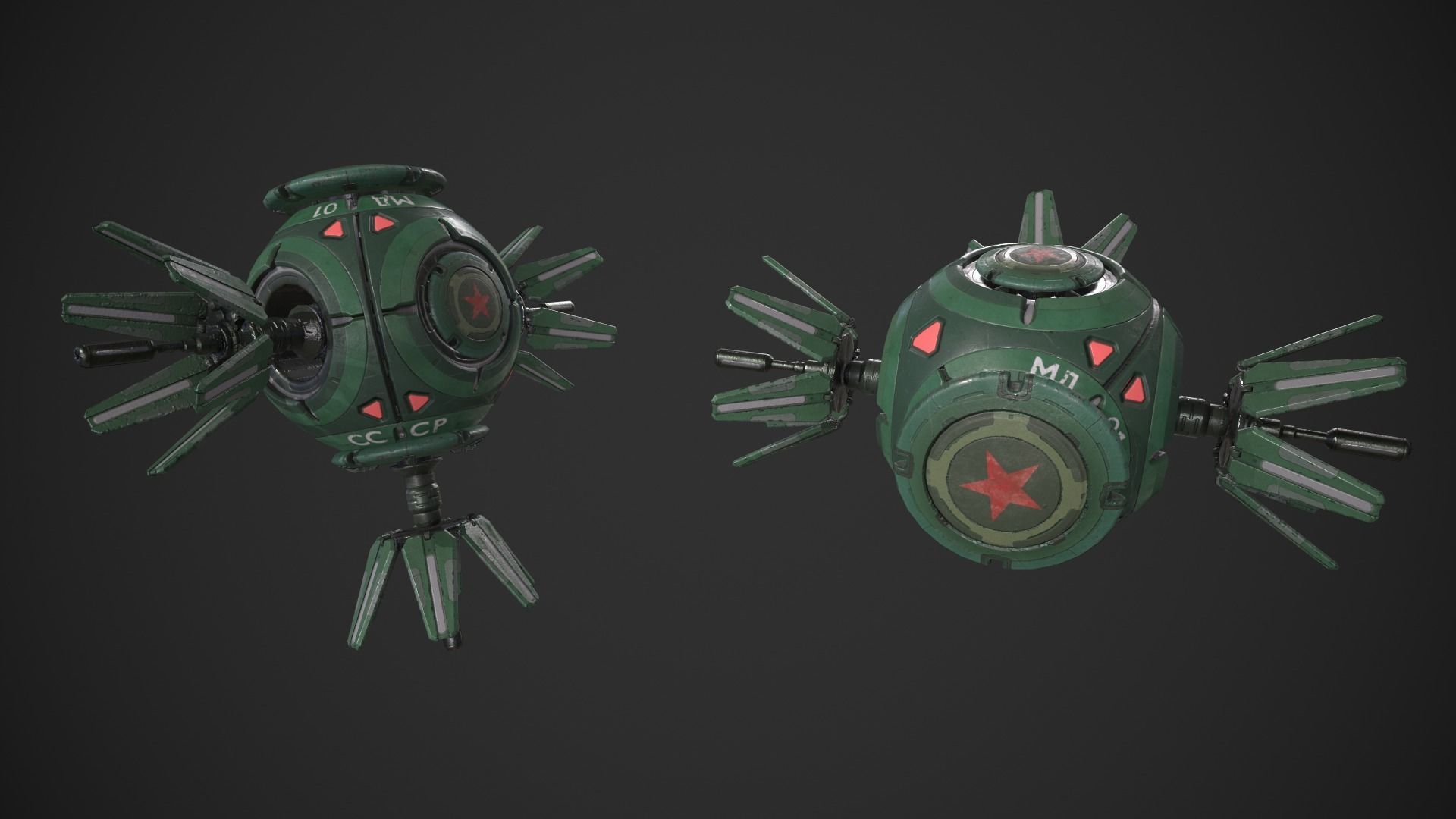 Soviet Space Drone Low-poly 3D model_9