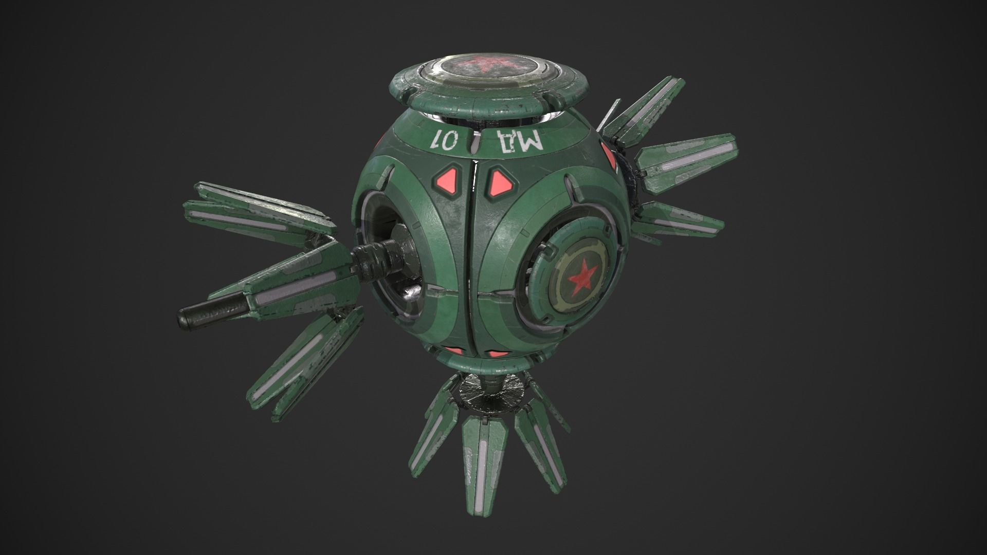 Soviet Space Drone Low-poly 3D model_5