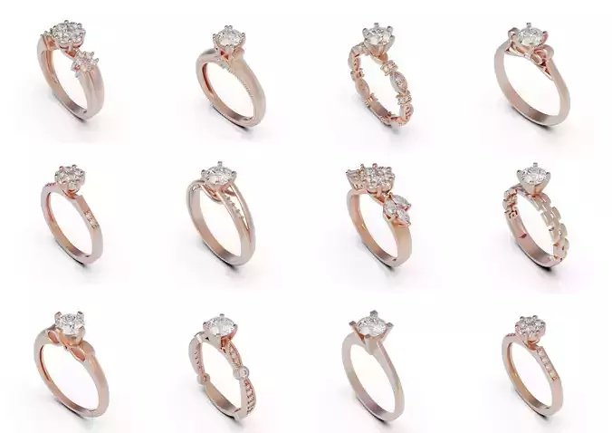 Collection of solitaire rings