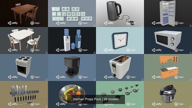 Kitchen Props Pack 3D Model Collection