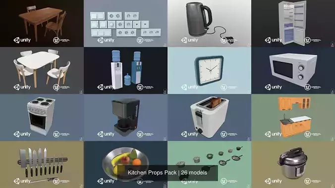 Kitchen Props Pack 3D Model Collection