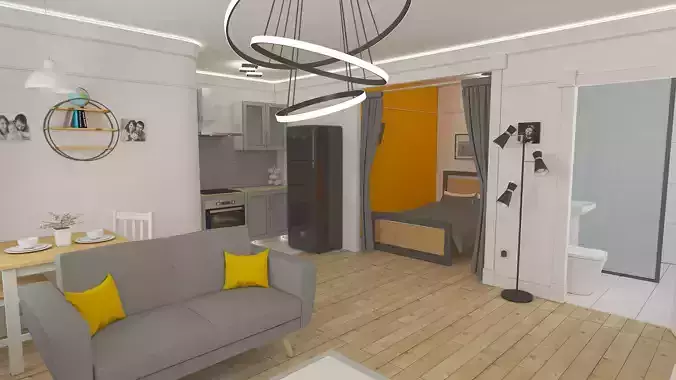 Studio Apartment Interior 3D model