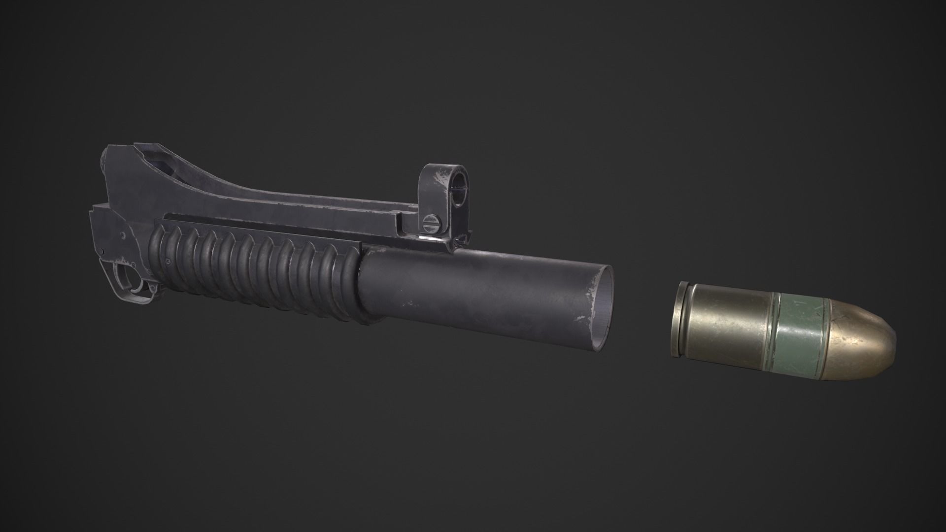 M203 Grenade Launcher Low-poly 3D model_1