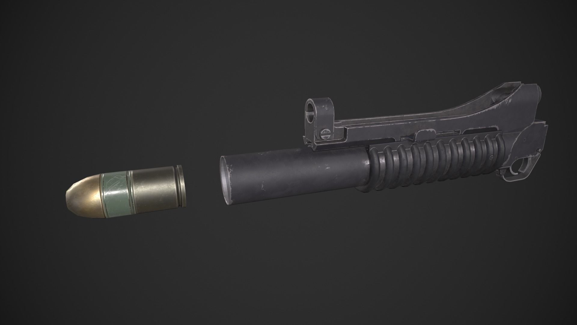 M203 Grenade Launcher Low-poly 3D model_3