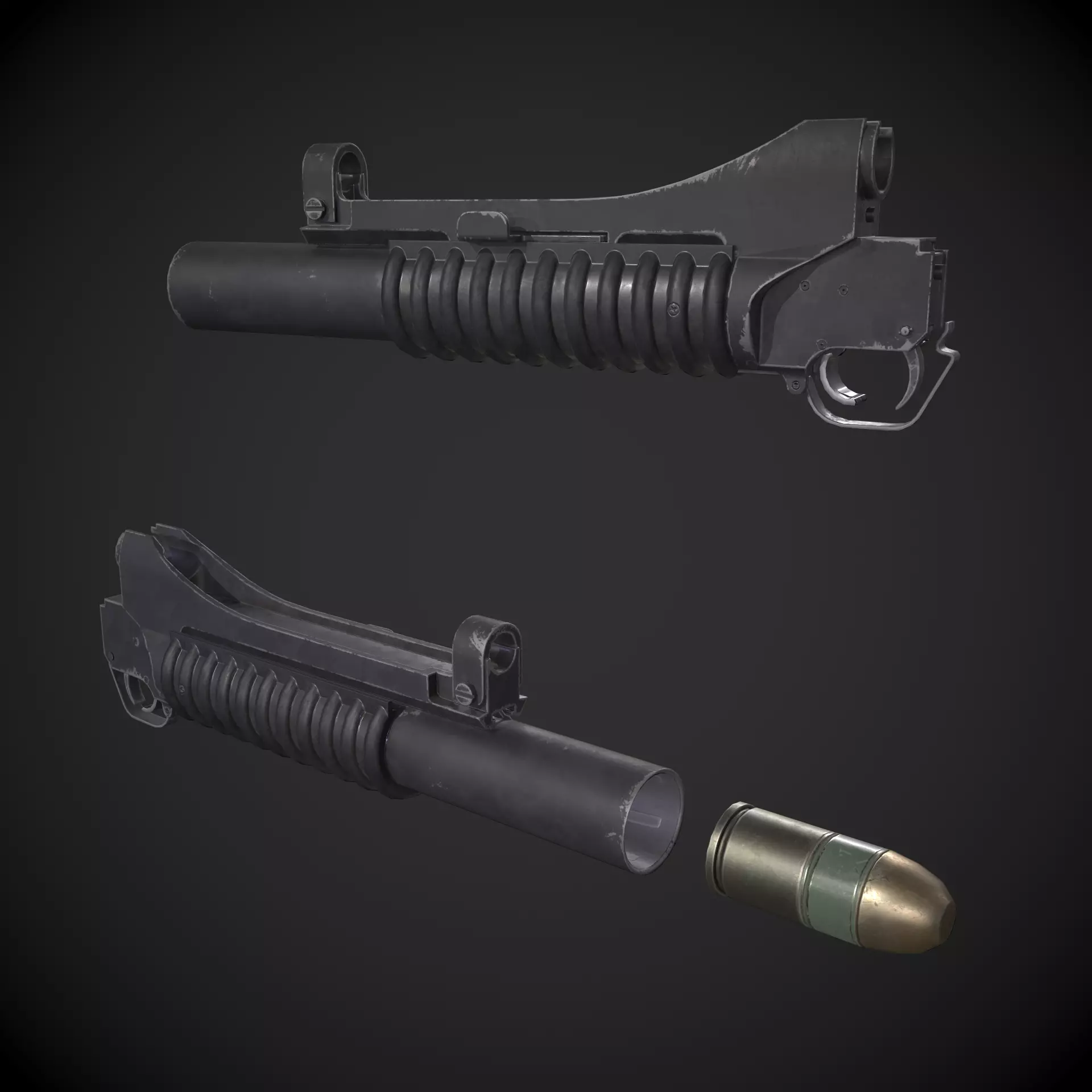 M203 Grenade Launcher Low-poly 3D model_0
