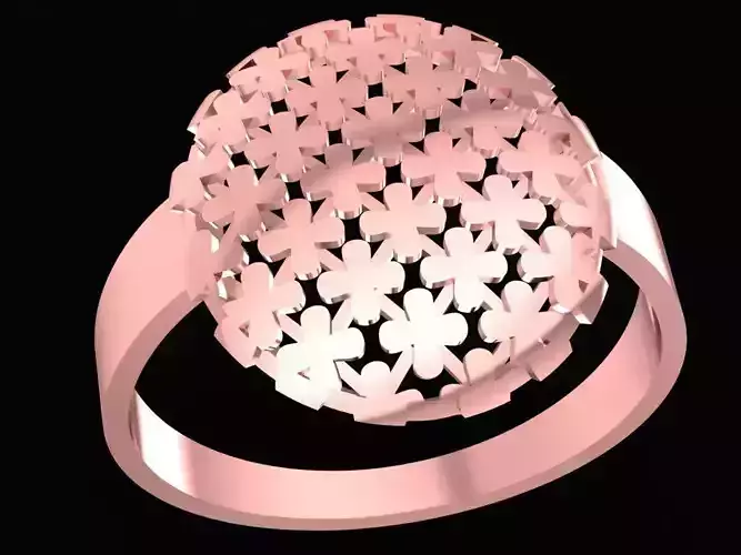 Geometric Star Pattern Dome Ring  2816 3D print model